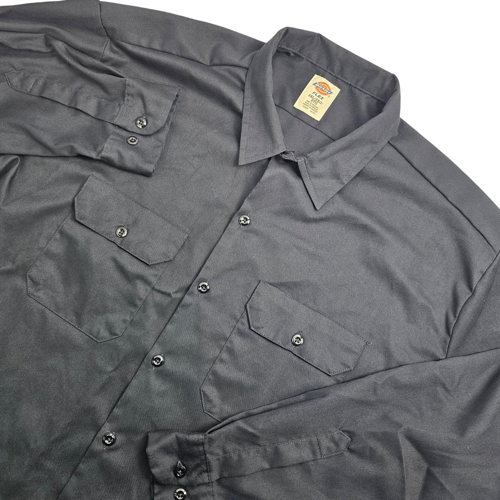 Dickies Flex Long Sleeve Work Shirt Black 2XL Workwear Utility Stretch 11574BK